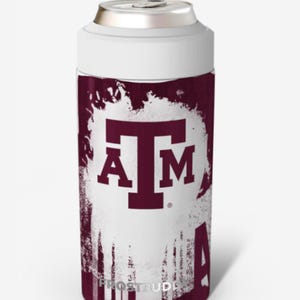 Texas AM Aggies Universal Buddy Can Cooler | NCAA Game Day Drinkware | Insulated Can & Bottle Cooler | Fan Gift image 1