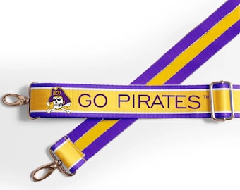 East Carolina GO PIRATES - Adjustable Strap, Licensed, Patterned, Stadium Approved, Graduation, Back to School, Clear Bag, Tailgating, ECU