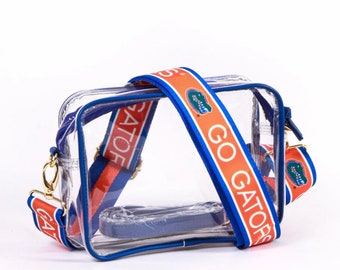 Florida GATORS Bolso transparente con correa - Con licencia, Lona, Tailgating, Día del juego, Aprobado por el estadio, Bandolera, Regreso a la escuela, Regalo de graduación