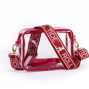Alabama Purse with Strap ROLL TIDE - Adjustable, Licensed, Patterned, Crossbody, Canvas, Stadium Approved, Graduation Gift, Game Day,
