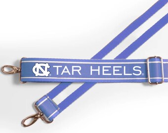 UNC TAR HEELS - Adjustable Purse Strap, Licensed, Stadium Approved, Canvas, Graduation Gift, Back To School, Tailgating, North Carolina
