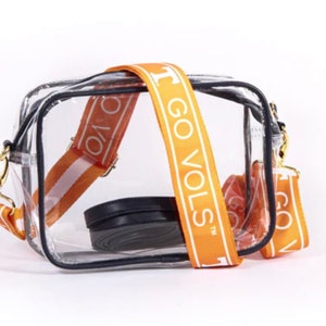 Tennessee Clear Purse with Strap / GO VOLS-Licensed / Canvas / Tailgate / Game Day / Stadium / University / Crossbody / Graduation Gift