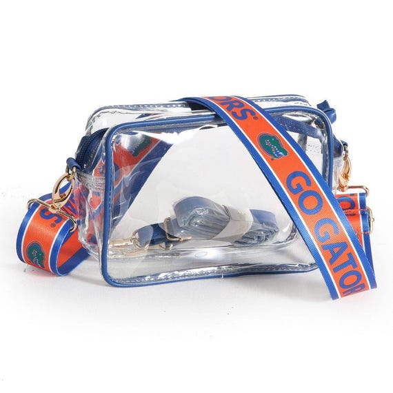 Florida GO GATORS Clear Purse with Strap - Licensed, Canvas, Tailgating, Game Day, Stadium Approved, Crossbody, Back to School, Graduation