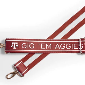 Texas A&M GIG 'EM AGGIES - Licensed, Canvas, Game Day, Stadium Approved, Adjustable, Clear Purse, Graduation Gift, Back to School, Crossbody
