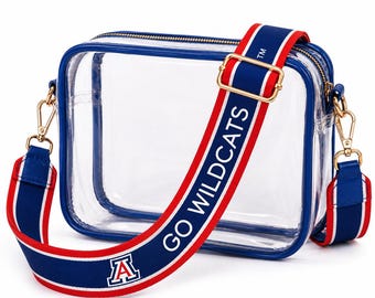 Arizona GO WILDCAT doorzichtige portemonnee met riem, licentie, verstelbaar, wedstrijddag, stadion goedgekeurd, crossbody, Kerstmis, afstuderen, cadeau