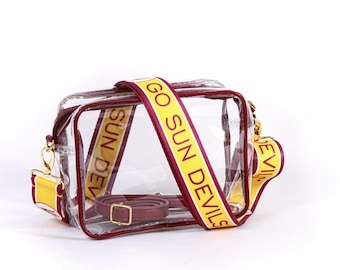 Arizona State Clear Purse with Strap - Licensed, Canvas, Game Day, Stadium Approved, University, Crossbody, Graduation, Gift, Back to School