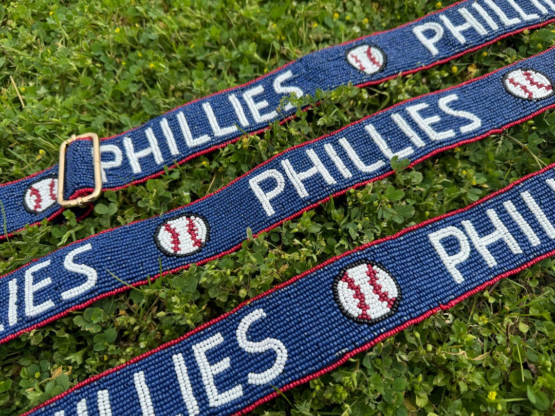 Philadelphia PHILLIES, Handmade Beaded Purse Strap, Clear Bag
