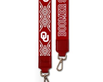 Oklahoma BOOMER SOONER - Adjustable Purse Strap, Licensed, Stadium Approved, Game Day, Patterned, Graduation Gift, Clear Bag, Back To School