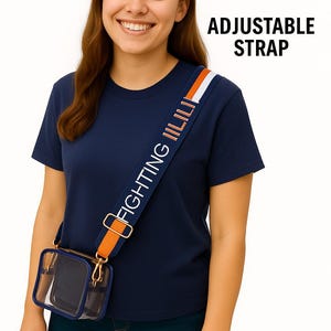 Illinois FIGHTING ILLINI - Adjustable Purse Strap, Licensed, Patterned, Crossbody, Tailgate, Stadium, Graduation Gift, Back to School image 3