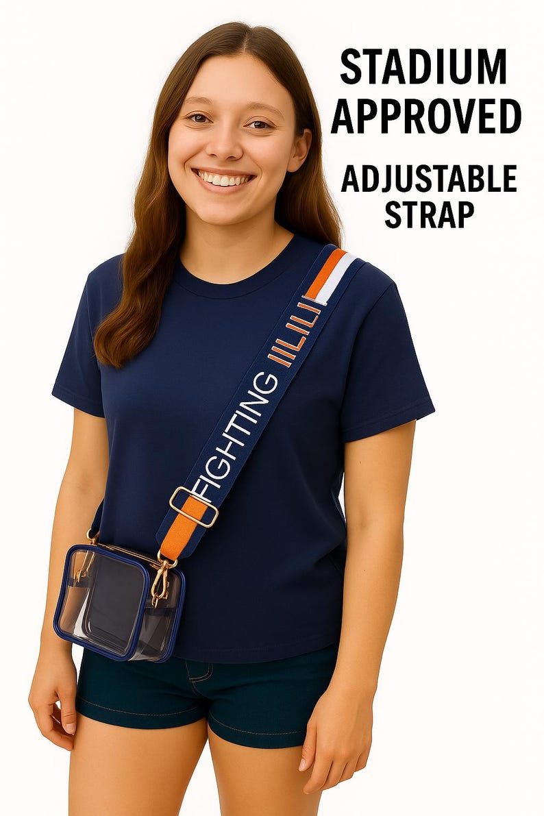 Illinois FIGHTING ILLINI - Adjustable Purse Strap, Licensed, Patterned, Crossbody, Tailgate, Stadium, Graduation Gift, Back to School image 3