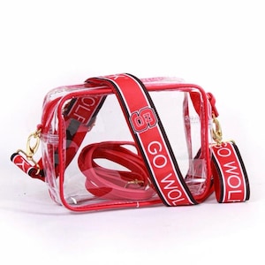 Cartera transparente con correa del estado de Carolina del Norte: con licencia, de lona, para el día del juego, aprobada por el estadio, cruzada, para graduación, regalo, regreso a clases