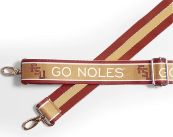 Florida State - GO NOLES - Adjustable Purse Strap, Licensed, Patterned, Canvas, Stadium Approved, Graduation Gift, Clear Bag, Back to School
