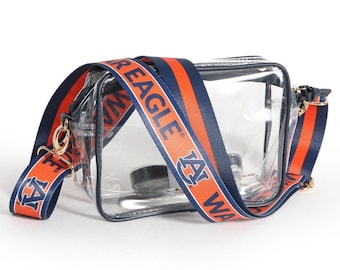 Auburn Clear Purse with Strap / WAR EAGLE - Licensed / Canvas / Purse / Game Day / Stadium / University / Crossbody / Graduation Gift