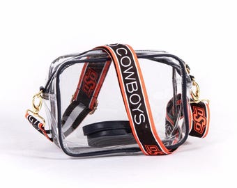 Oklahoma State Transparente Handtasche mit Riemen / GO COWBOYS / Lizenziert / Canvas / Tasche / Spieltag / Stadion / Umhängetasche / Abschlussfeier / Schulanfang