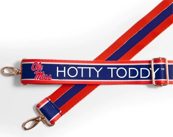 Ole Miss HOTTY TODDY - Adjustable Purse Strap, Licensed, Patterned, Stadium Approved, Graduation Gift, Clear Bag, Tailgating, Back to School