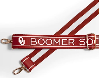 Oklahoma BOOMER SOONER Adjustable Purse Strap, Licensed, Stadium Approved, Canvas, Graduation Gift, Game Day, Crossbody, Clear Bag