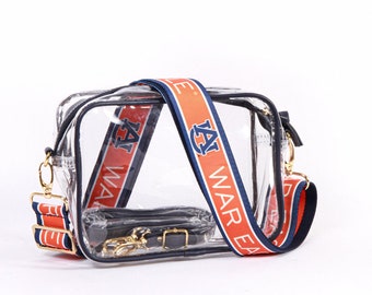 Auburn Clear Purse with Strap / WAR EAGLE - Licensed / Canvas / Purse / Game Day / Stadium / University / Crossbody / Graduation Gift