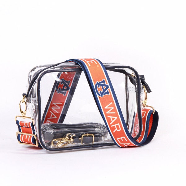 Auburn Clear Purse with Strap / WAR EAGLE - Licensed / Canvas / Purse / Game Day / Stadium / University / Crossbody / Christmas Gift