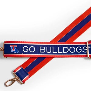 Louisiana Tech GO BULLDOGS - Adjustable Purse Strap, Licensed, Stadium Approved, Graduation Gift, Clear Bag, Tailgating, Back to School