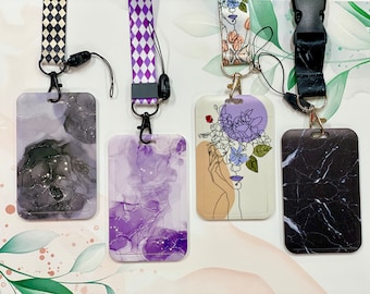 ID Badge Holder, Lanyard, Vertical, Protector Case, Name Badge, Teacher Badge, Student Card, Marble, Modern, Nurse, School, Gift, Valentines