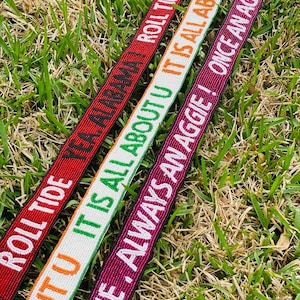 Texas A&M, Aggies, Alabama Roll Tide, Miami Hurricanes, Handmade Beaded Purse Strap, Stadium Approved, Clear Bag, Graduation, Back to School