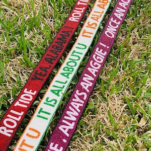 Texas A&M, Aggies, Alabama Roll Tide, Miami Hurricanes, Handmade Beaded Purse Strap, Stadium Approved, Clear Bag, Graduation, Back to School