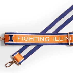 Illinois FIGHTING ILLINI - Adjustable Purse Strap, Licensed, Patterned, Crossbody, Tailgate, Stadium, Graduation Gift, Back to School
