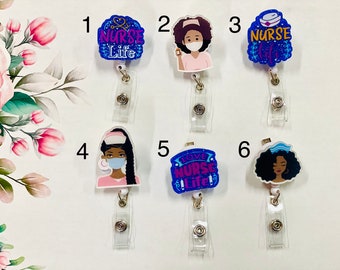 Cute Retractable Badge Reel, Nurse ID Holder, RN Key Card, Hospital Reel, Nurse Gift, Medical Gift, Reel, Sparkle Badge Reel, Valentines