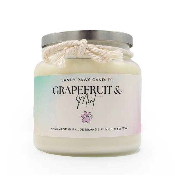 Grapefruit & Mint Soy Wax Candle -paraffin-free, phthalate-free, pet friendly