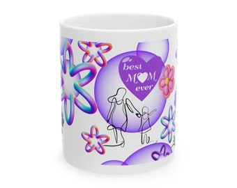 Flower Mug for Mom, Mothers day mug, Vintage Mug, Pastel Floral Mug, Flower Mug mom Gift, Best mom ever, unique mug mum,special mug for mom