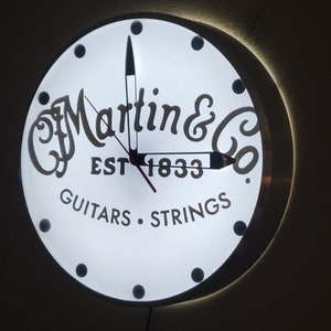 Martin Guitars Dealer Style Light Up Clock | White Back light | Man Cave Decor | Music Room Decor | Garage Decor | image 2