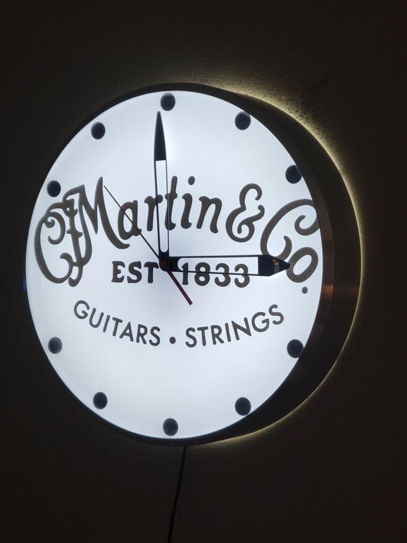 Martin Guitars Dealer Style Light Up Clock | White Back light | Man Cave Decor | Music Room Decor | Garage Decor | image 2