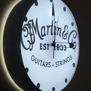 Martin Guitars Dealer Style Light Up Clock | White Back light | Man Cave Decor | Music Room Decor | Garage Decor | image 3