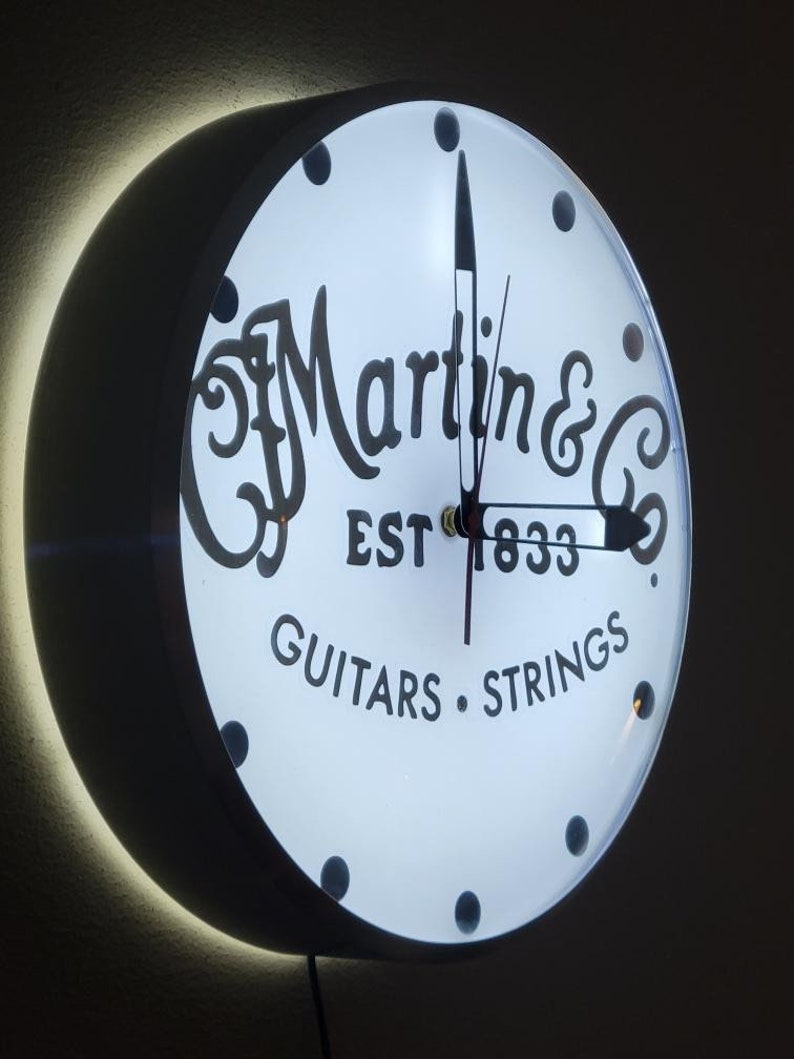 Martin Guitars Dealer Style Light Up Clock | White Back light | Man Cave Decor | Music Room Decor | Garage Decor | image 3