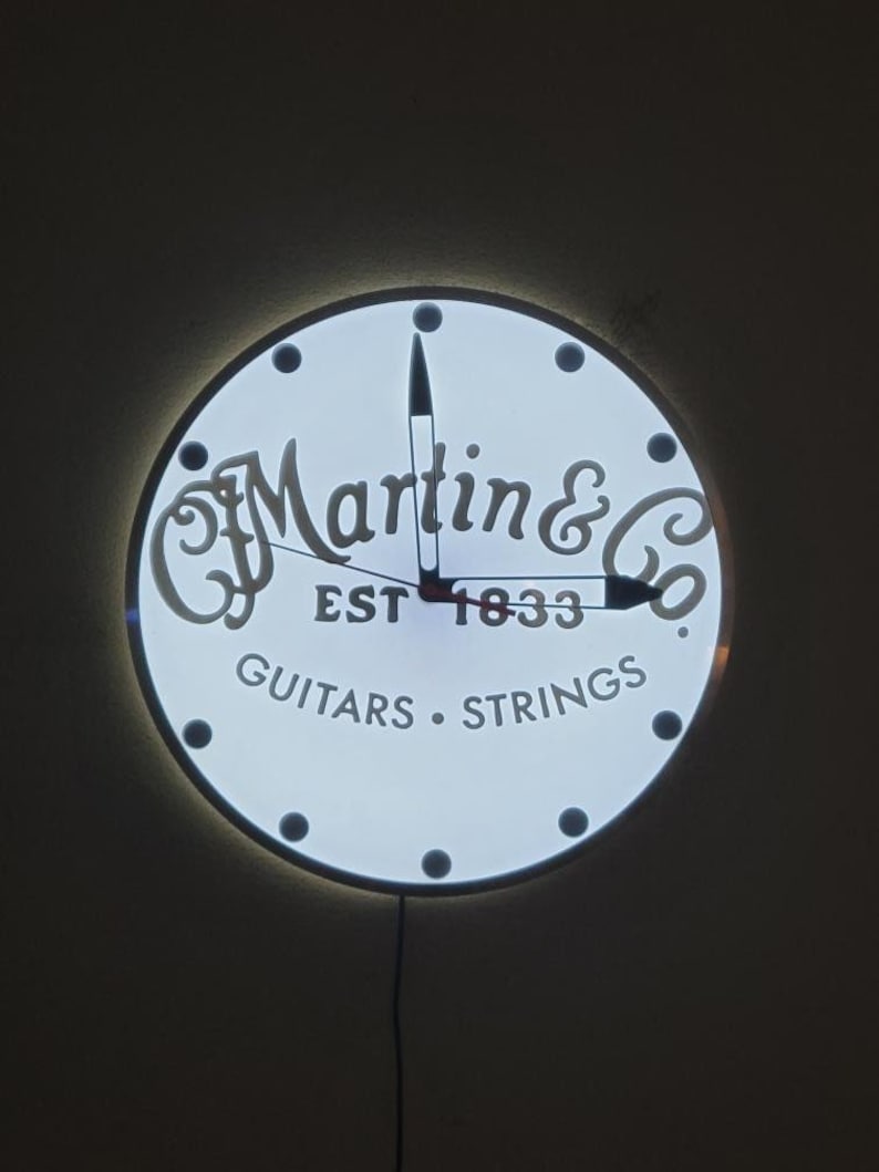 Martin Guitars Dealer Style Light Up Clock | White Back light | Man Cave Decor | Music Room Decor | Garage Decor | image 1