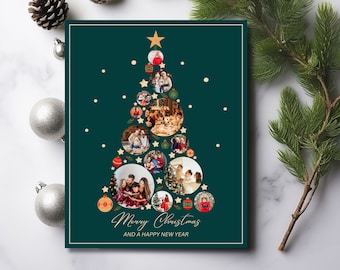 Christmas Tree Collage Template Photo Collage Gift for Christmas Personalized Gift for Mom Gift for Grandma Christmas Collage Canva 12 slots