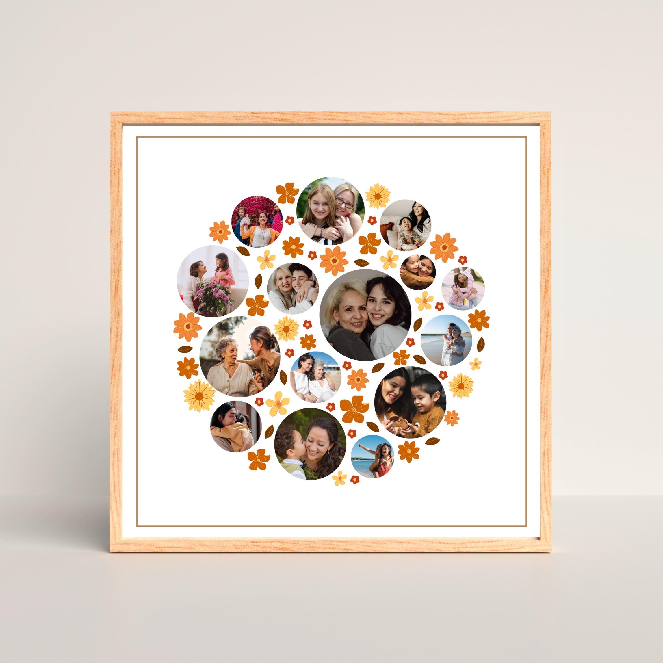 Round Collag Round Collage Template Circle Photo Collage Personalized Father's Day ...