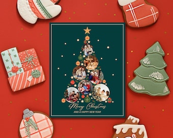 Christmas Tree Collage Template Photo Collage Gift for Christmas Personalized Gift for Mom Gift for Grandma Christmas Collage Canva 7 slots