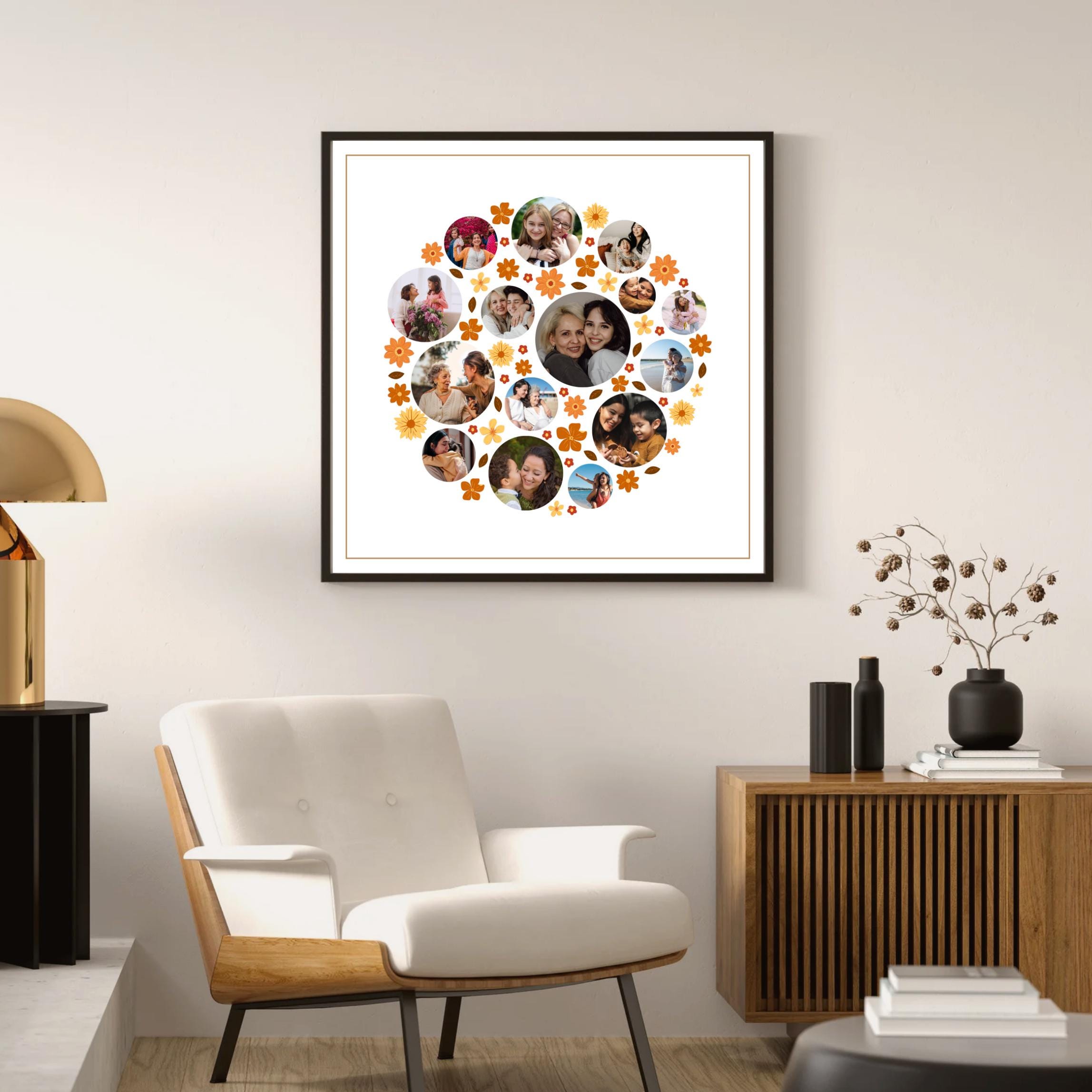 Round Collag Round Collage Template Circle Photo Collage Personalized Father's Day ...