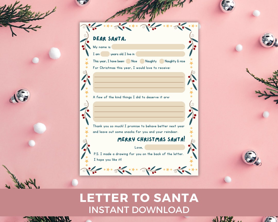 Letter to Santa Printable Santa Claus Letter Printable for Kids Letter to Santa Printable Santa Claus Letter Printable for Kids