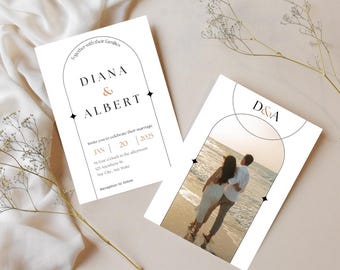Photo Wedding Invitation Template Elegant Minimalist Wedding Invite Modern Wedding Card Boho Wedding Instant Download Printable Editable DIY