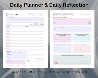 Daily Reflection Planner: Hourly Time Blocking Template (Printable PDF)