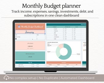Google Sheets Monthly Budget Planner | Income and Expense Tracker (Digital Download