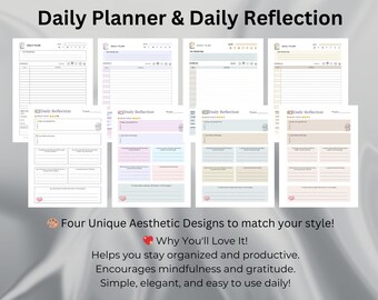Hourly Daily Planner Bundle: Reflection and Productivity (Printable, A4/US Letter)