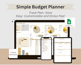 Simple Budget Planner Template Google Sheets Editable Digital Personal Finance Manager