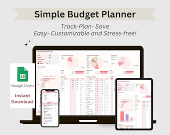 Simple Budget Planner: Finance Tracker| Google Sheets (Digital Download)
