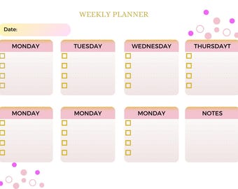 Printable Weekly Planner Bundle: A4 Landscape, 4 Color Themes (Digital Download)