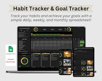 Habit Tracker | Goal Planner, Daily Routine| Google Sheets (Digital Download )