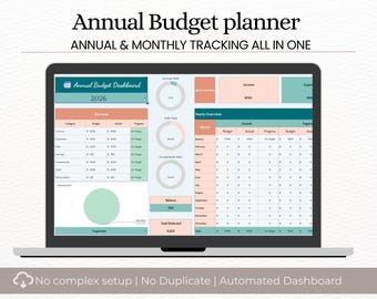 Finance Dashboard, Google Sheets Budget Planner | Monthly, Annual Dashboard (Digital Download)