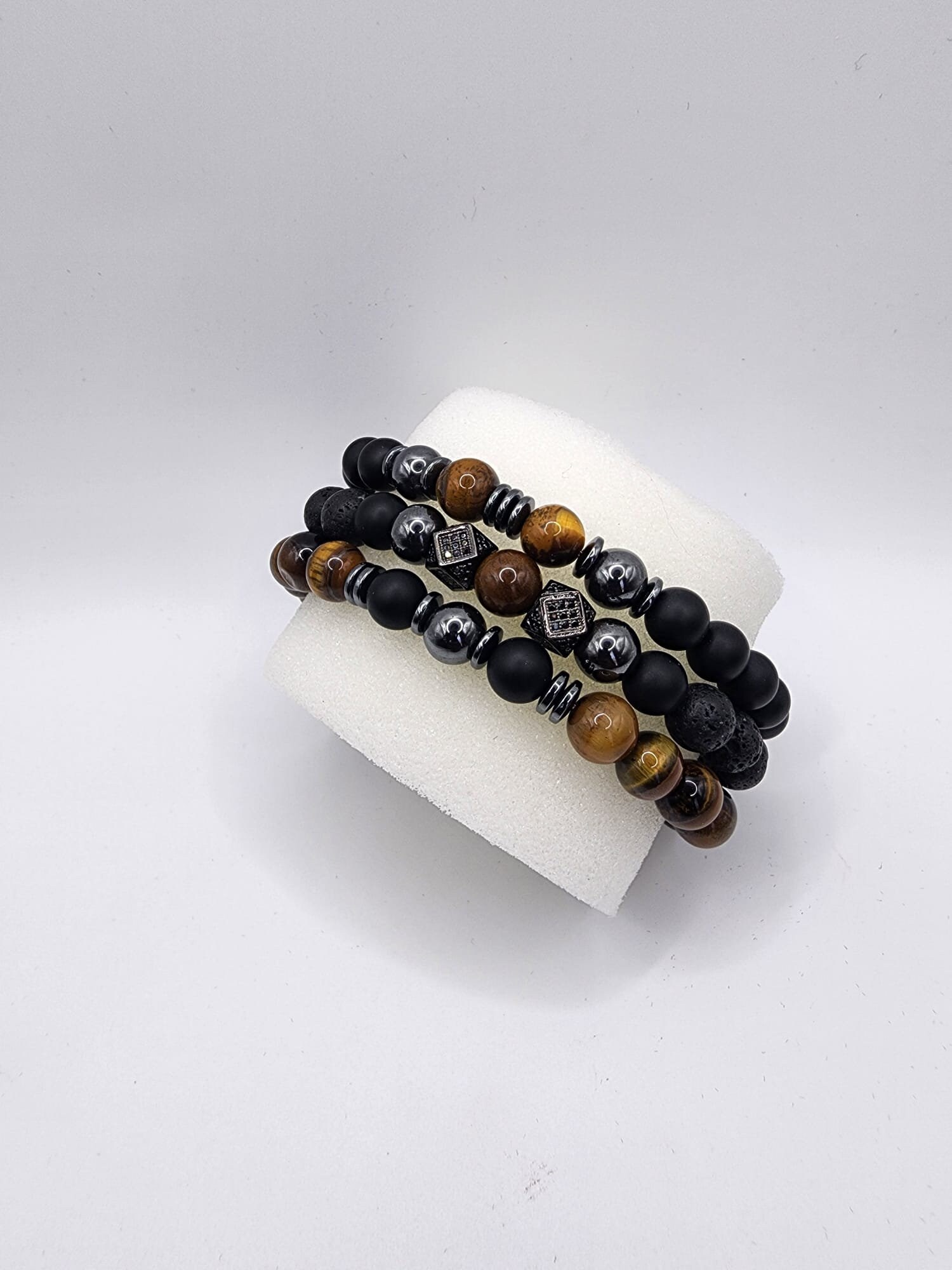 Gemstone Bracelet Set for Men Personalized Gift for Dad